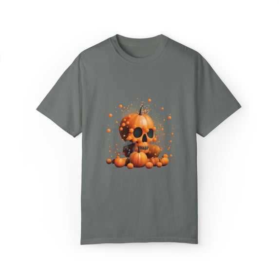 Pumpkin Skull Dot Day Unisex Garment-Dyed T-shirt