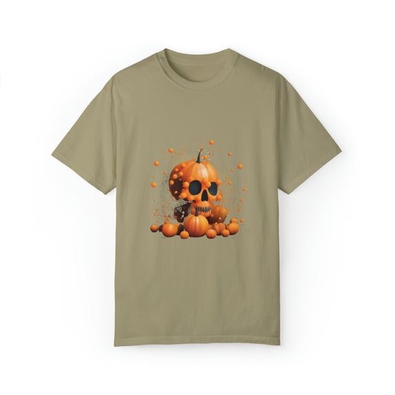 Pumpkin Skull Dot Day Unisex Garment-Dyed T-shirt