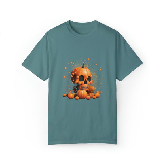 Pumpkin Skull Dot Day Unisex Garment-Dyed T-shirt