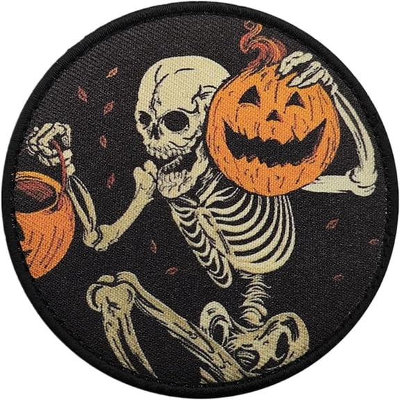 Pumpkin Skull Embroidery Patch Armband Badge Military Decorative Sewing Applique Embellishment Tactical Patches(lxf)
