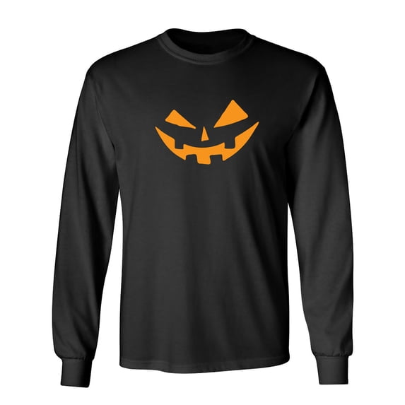 Pumpkin Smile Sarcastic Humor Novelty Men's Long Sleeve Shirts