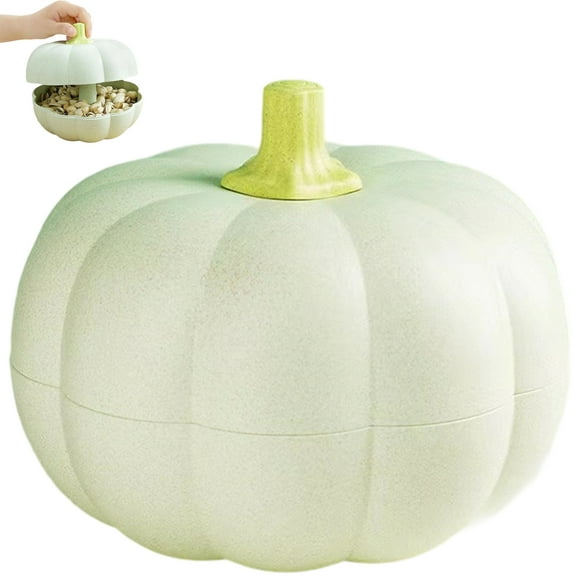 Pumpkin Snack Tray/Bowl/Holder, Pumpkin Serving Bowl, Plastic Dish Pan Snack Tray with Lid Pumpkin Candy, Holder Rotable Double Layer Fruit Candy Bowl (Yellow)