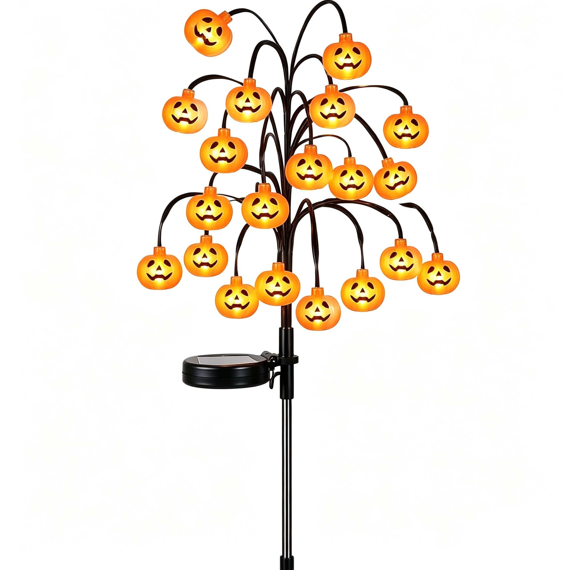 Pumpkin Solar Branch Lights, 20 LED Lights Fall Twinkling Pumpkin Solar ...