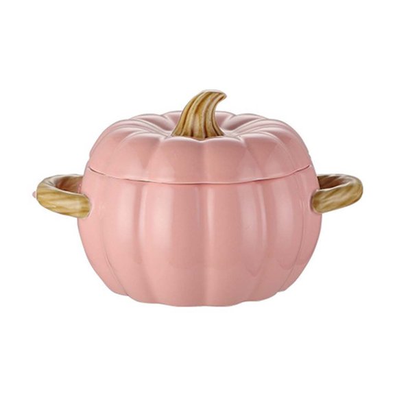 Pumpkin Soup Bowl, 53oz Ceramic Pumpkin Pot Dutch Oven Pot with Lid with Lid and Handle, Microwave & Dishwasher Safe Stockpot Cookware for Home Thanksgiving Halloween Party