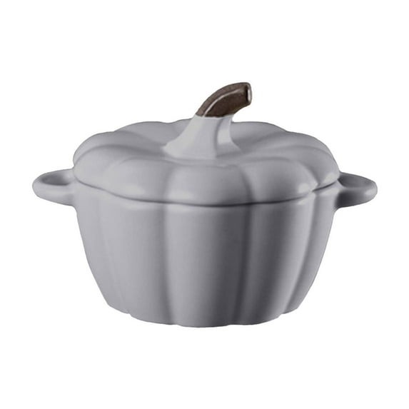 Pumpkin Soup Bowl with Lid Ceramic Stew Pot for Egg Steaming Stylish Kitchen Bowl for Soup and Desserts and Easy to Clean