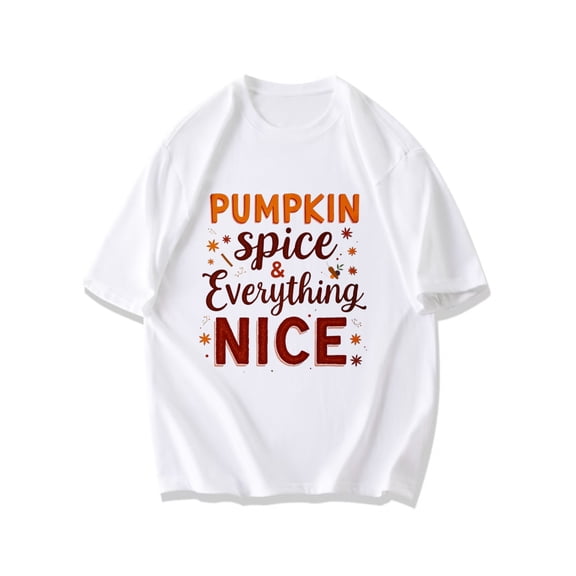 Pumpkin Spice And Everything Nice T Shirt Black Autumn Halloween Fall Seasonal Graphic Print For Women Men Unisex Casual Wear