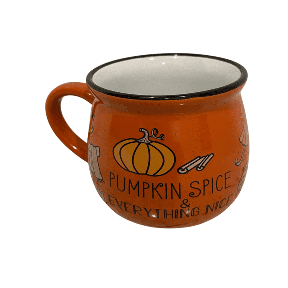 Pumpkin Spice Ceramic Coffee Mug Festive Fall Autumn Drinkware Orange Pumpkin 16 oz