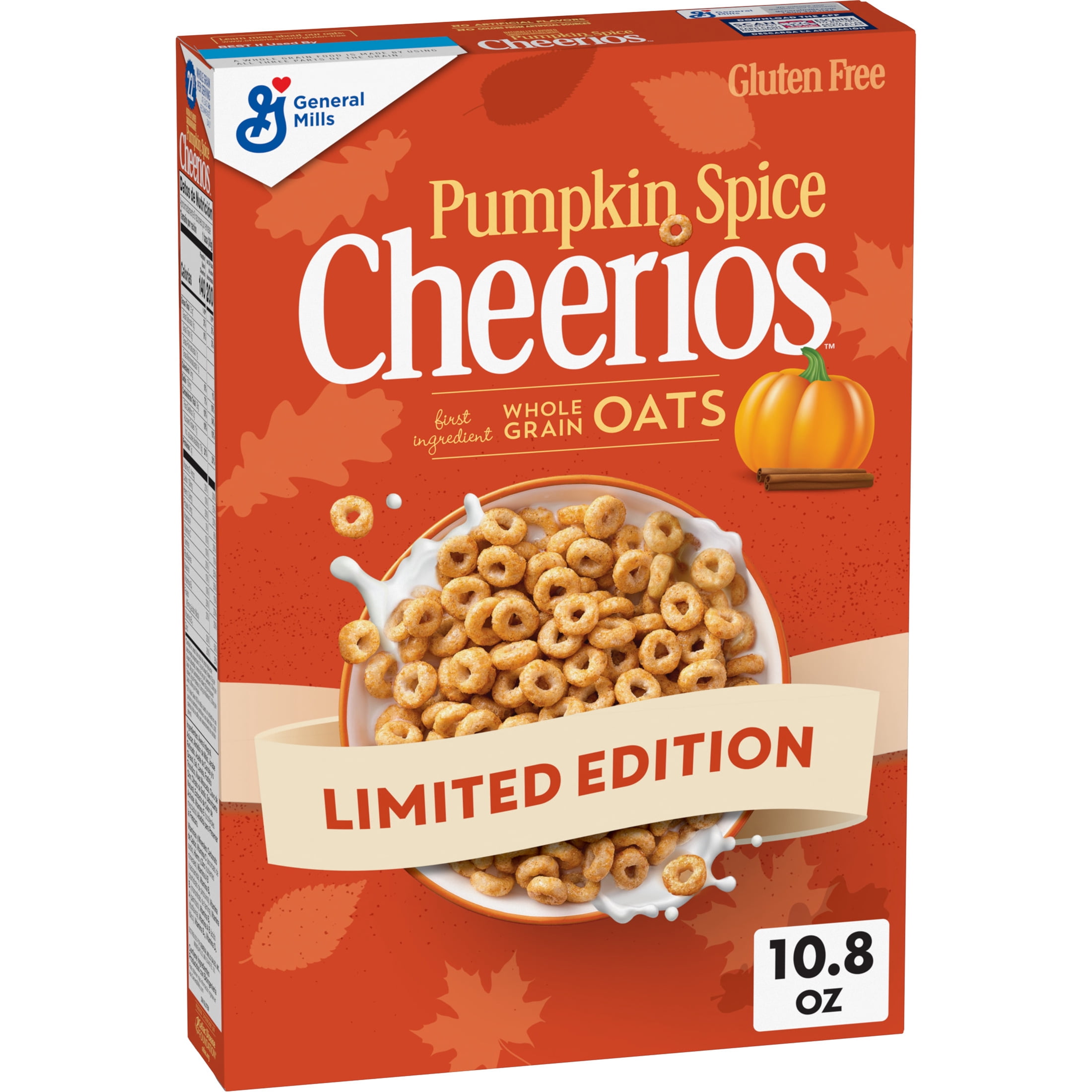 Pumpkin Spice Cheerios Gluten Free Breakfast Cereal, Whole Grain, 10.8 oz