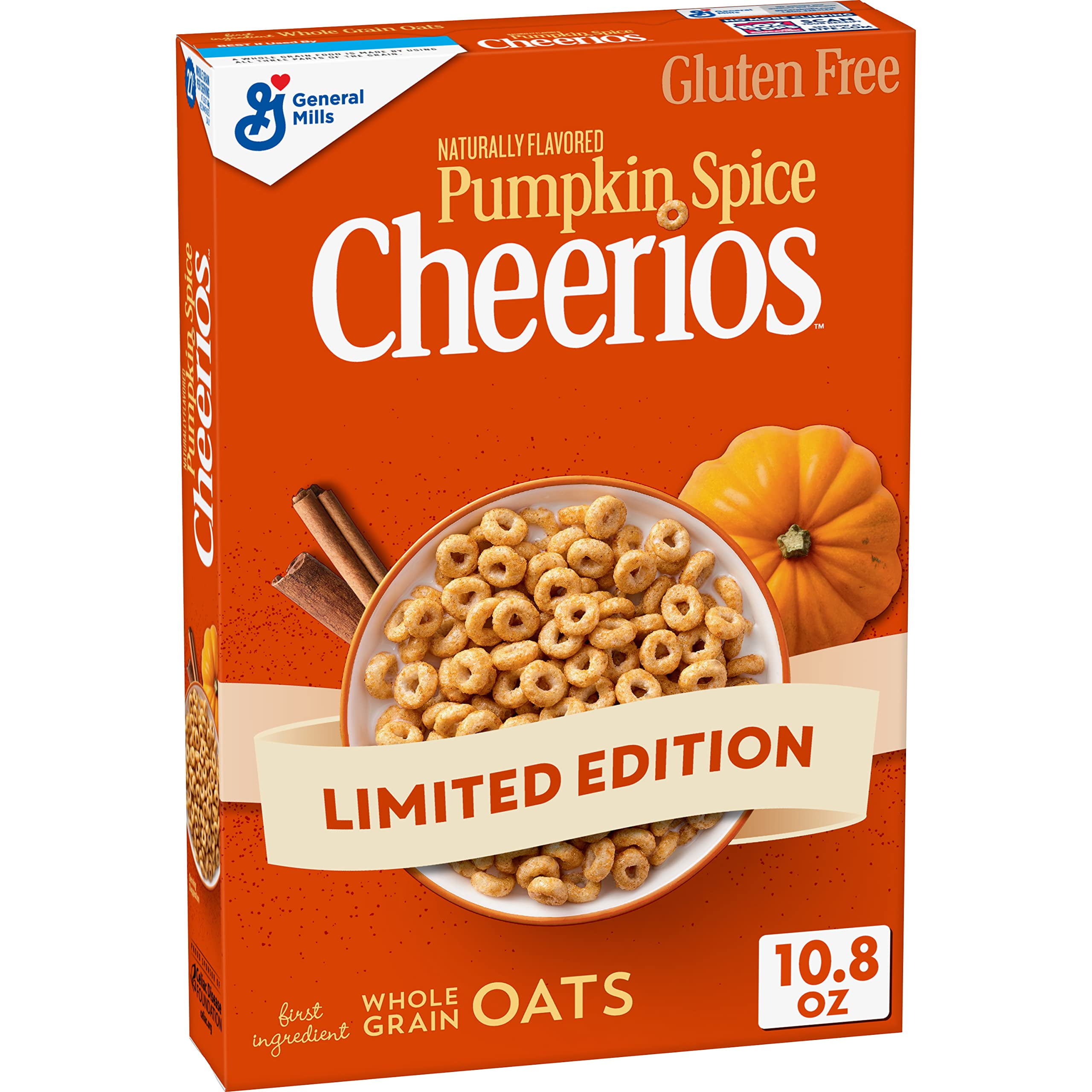 Pumpkin Spice Cheerios, Gluten OIF8&nbsp;Free Breakfast Cereal, 10.8 OZ