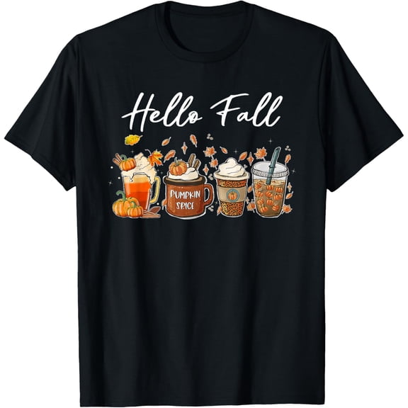 Pumpkin Spice Coffee Latte Fall Autumn Season Hello Fall T-Shirt