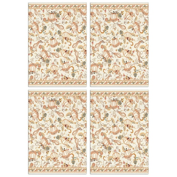 Pumpkin Spice Fall Kitchen Towels 4-Piece Set, Maple Leaves, Absorbent Soft Dish Towels for Farmhouse Decor