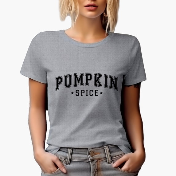 Pumpkin Spice, Fall or Autumn Merch Gift, Heather Grey T-Shirt, Medium
