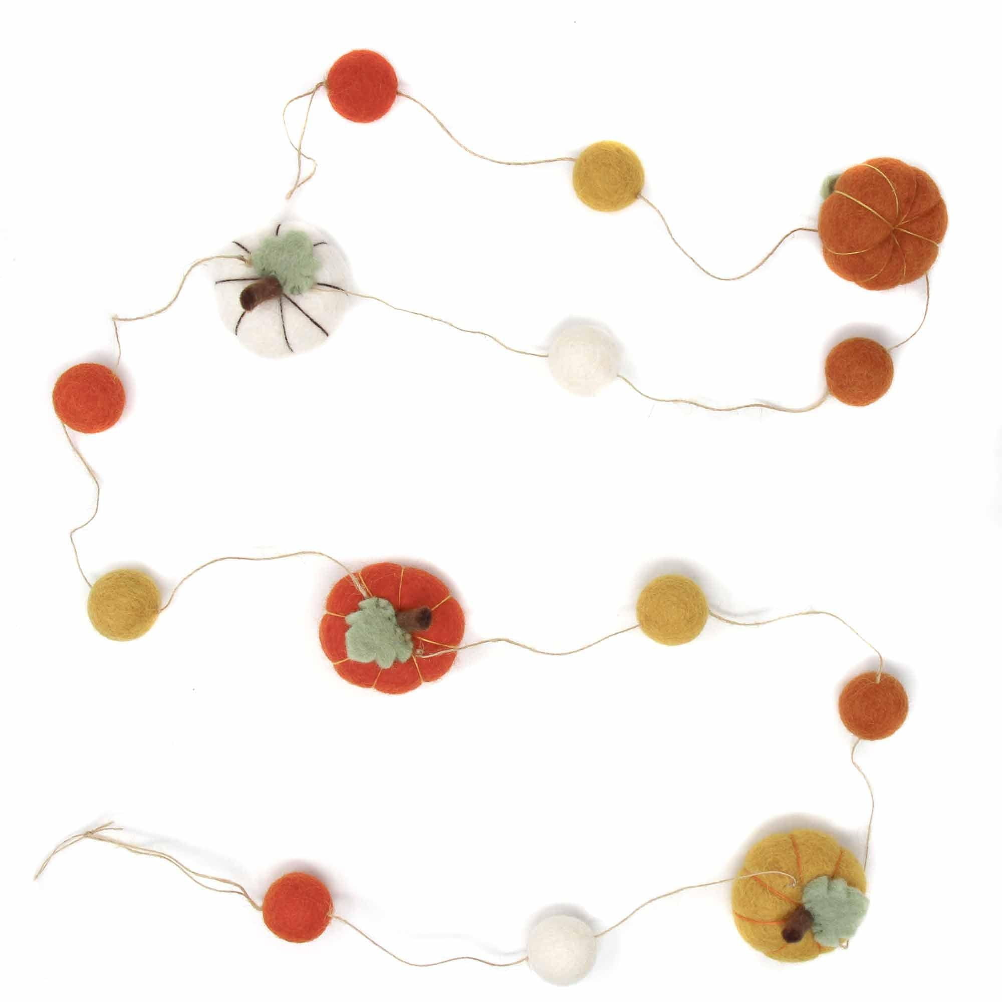 Handcrafted Colorful Felt Pumpkin Garland for Fall Decor