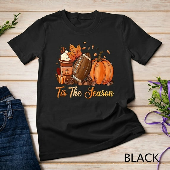 Pumpkin Spice Football Shirt – Fall Thanksgiving Tis The Season Holiday Tee