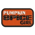 thumbnail image 1 of Pumpkin Spice Girl Funny Coffee Applique Multi-Color Embroidered Iron-On Patch - 3.5 Inch Large, 1 of 5