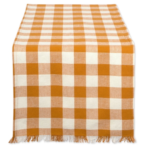 DII Heavyweight Check Fringe Table Runner