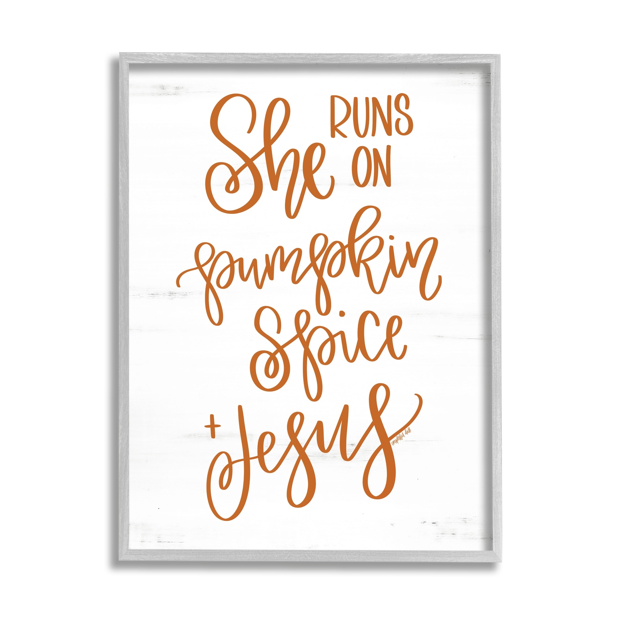 Pumpkin Spice & Jesus Endearing Fall Typography Script Religious Graphic Art Framed Art Print Wall Art