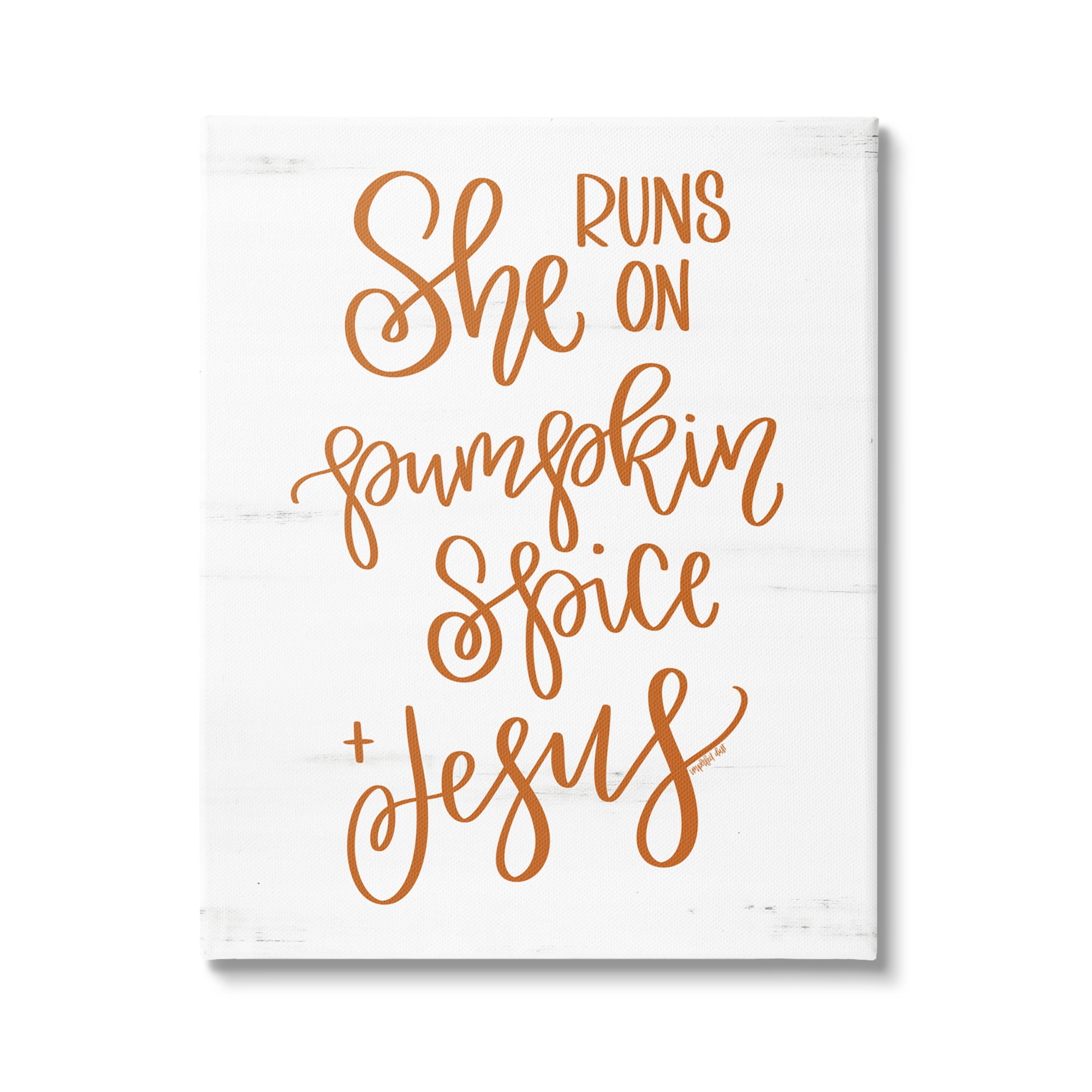 Pumpkin Spice & Jesus Endearing Fall Typography Script Religious Graphic Art Gallery-Wrapped Canvas Print Wall Art