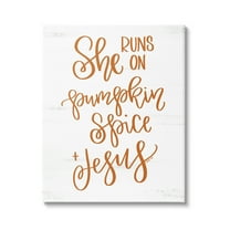 Pumpkin Spice & Jesus Endearing Fall Typography Script Religious Graphic Art Gallery-Wrapped Canvas Print Wall Art