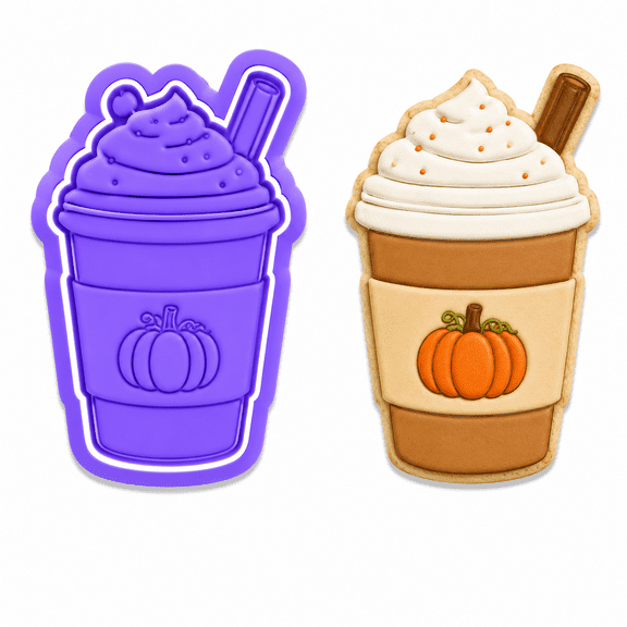 Pumpkin Spice Latte Cookie Cutter & Embosser Stamp