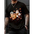 thumbnail image 1 of Pumpkin Spice Latte Fall Coffee Thanksgiving Graphic Crew Neck Short Sleeve T‑Shirt, Halloween & Thanksgiving Outfit Tops For Men, 1 of 6