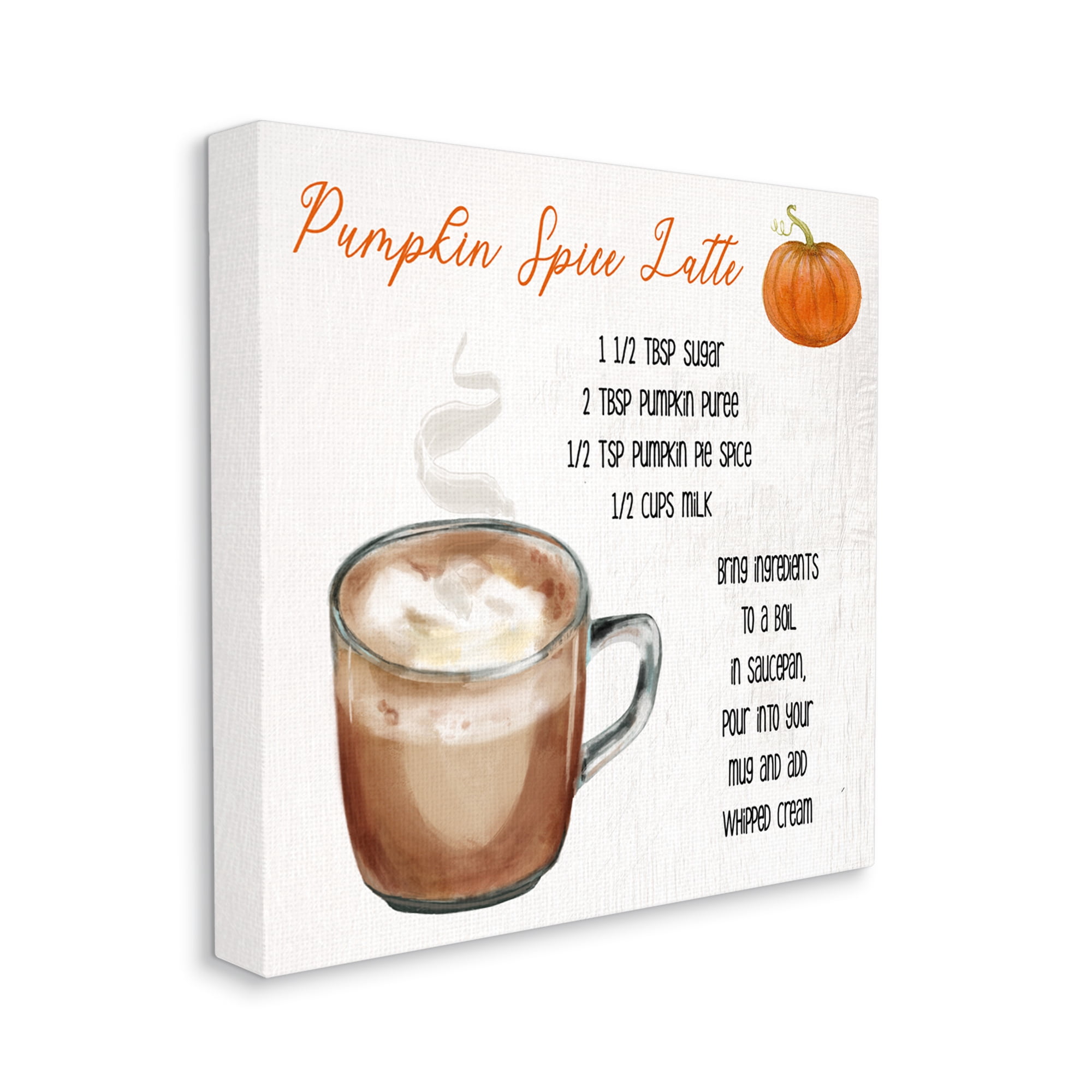 Pumpkin Spice Latte Farmhouse Coffee Recipe Food & Beverage Gallery-Wrapped Canvas Print Wall Art, 17x17