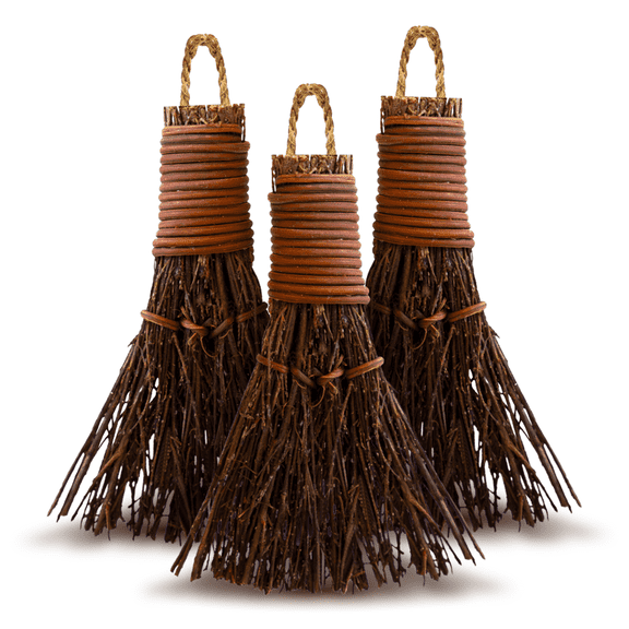 Pumpkin Spice Scented Broom 3in (3 Pack) Mini Broomsticks - Decorative Witch Broom for Door Protection & Halloween Dcor