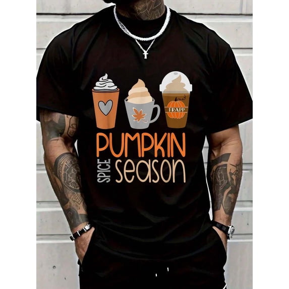 Pumpkin Spice Season T-Shirt Fall Autumn T-Shirt Graphic Tees Men Tops Clothes
