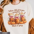 thumbnail image 1 of Pumpkin Spice Shirt Fall Latte Graphic Tee Cozy Autumn Outfit Cute October Aesthetic Sweatshirt Thanksgiving Coffee Lover Top, 1 of 5