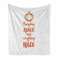 thumbnail image 1 of Pumpkin Spice Soft Flannel Fleece Throw Blanket, Sketch Happy Harvest Thanksgiving Cursive Typography on Plain Background, Cozy Plush for Indoor and Outdoor Use, 60" x 80", Vermilion, by Ambesonne, 1 of 6