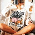 thumbnail image 1 of Pumpkin Spice Sweatshirt, Freshly Boo'd Coffee Sweatshirt, Fall Sweatshirt, Checkered Halloween Sweatshirt, Coquette Halloween Sweatshirt, Retro Halloween Sweatshirt, 1 of 5