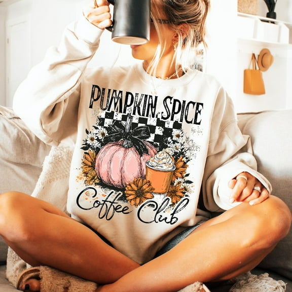 Pumpkin Spice Sweatshirt, Freshly Boo'd Coffee Sweatshirt, Fall Sweatshirt, Checkered Halloween Sweatshirt, Coquette Halloween Sweatshirt, Retro Halloween Sweatshirt