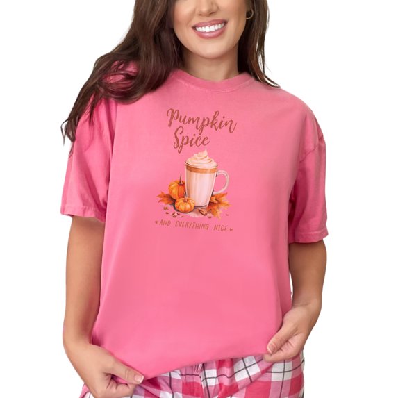 Pumpkin Spice and Everything Nice with Fall or Autumn Pumpkins & Latte Art, Crunchberry Comfort Colors T-Shirt, 2XL