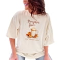 thumbnail image 1 of Pumpkin Spice and Everything Nice with Fall or Autumn Pumpkins & Latte Art, Ivory Comfort Colors T-Shirt, Large, 1 of 1