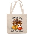 thumbnail image 1 of Pumpkin Spice and Jesus Christ, Fall or Autumn Art Merch Gift, 12oz Canvas Tote Bag, 1 of 3