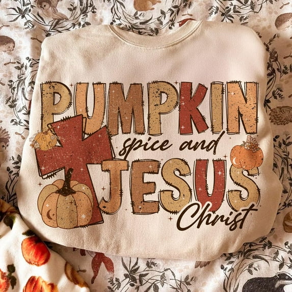 Pumpkin Spice and Jesus Christ T-shirt, Fall png, Autumn Shirt TH040645