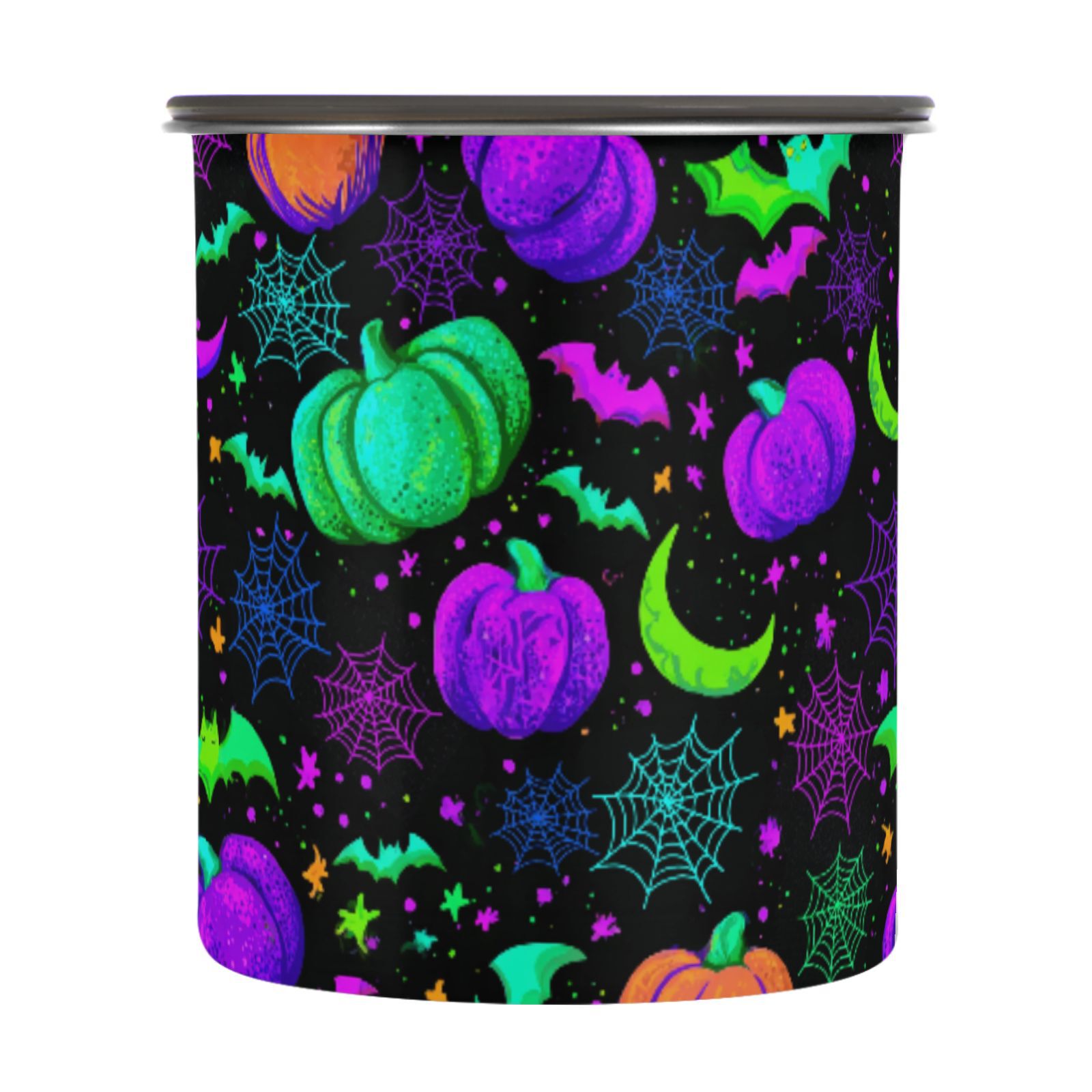Pumpkin Spider Web Halloween Airtight Coffee Bean Canister 900 ml Food Storage Containers with Lids For Gournd, Tea, Sugar, Flour, Rice, Cereal, Candy Cookie Jar