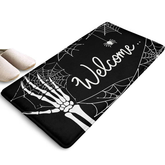 Pumpkin Spooky Door Mat,Durable Absorbent Halloween Low-Profile Door Mat 17x31.5 Inch Door Mats for Bedroom Living Room