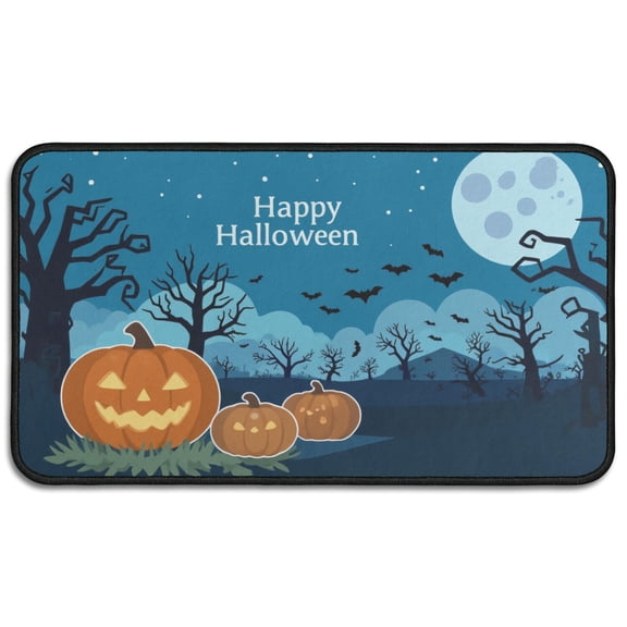 Pumpkin Spooky No Slip Doormat 30x17 Inch Happy Halloween Pumpkin Ghost Absorbing Door Mats Switch Rug for Entryway Porch Entryway Bathroom