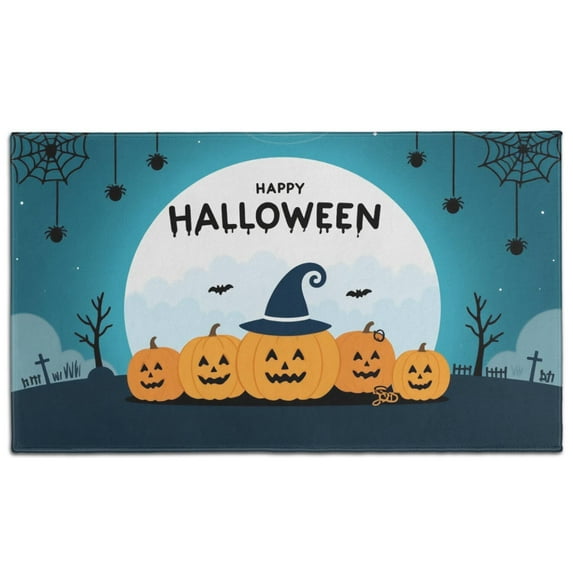 Pumpkin Spooky Non-Slip Door Mat - Innovative Design x Inch Halloween Pumpkin Ghost Nonskid Throw Rugs Layered Door Mats for Entryway Porch Entryway Kitchen