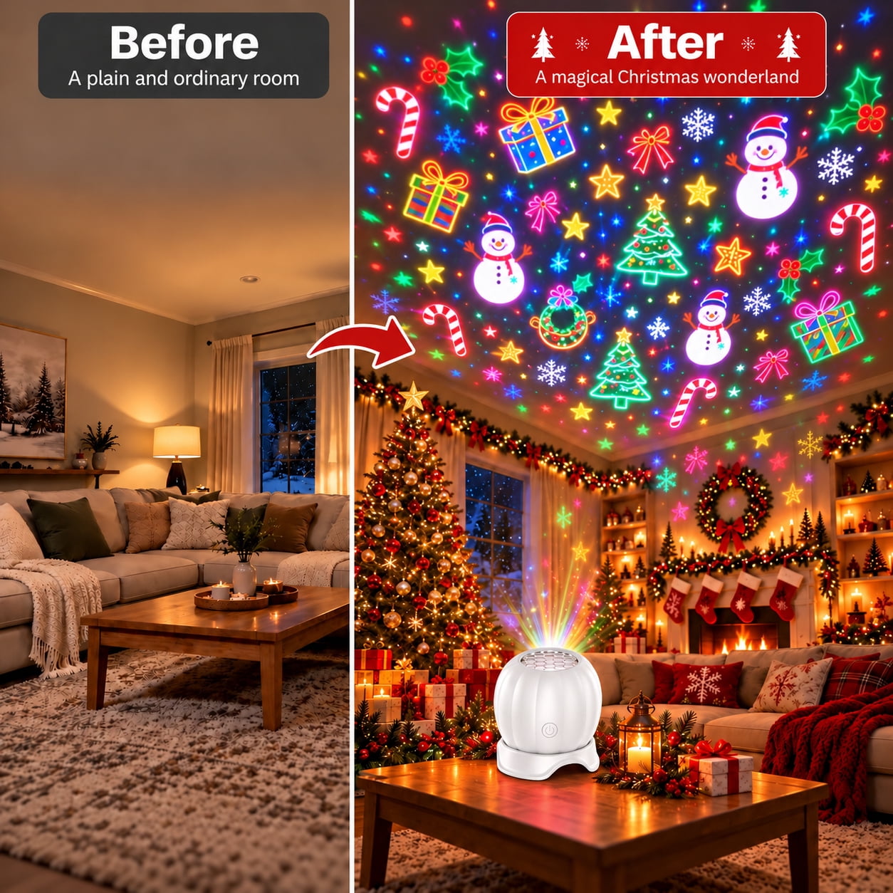 Pumpkin Star Projector Night Light, Christmas Holiday Projection Lamp ...