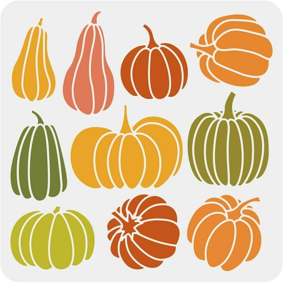 Pumpkin Stencils Pumpkin Painting Stencils Thanksgiving Autumn Stencils 11.811.8inch Reusable Stencils for Floor Wall Tile Fabric Furniture Painting for DIY