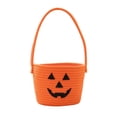 thumbnail image 1 of Pumpkin Storage Basket | Woven Cotton Rope Toy Organizer Bin | Cute Halloween Candy Bowl, Trick or Treat Bag, Boo Gift, Stuffer Filler | Multipurpose Basket with Handles for toddler, baby & Kids Room, 1 of 4