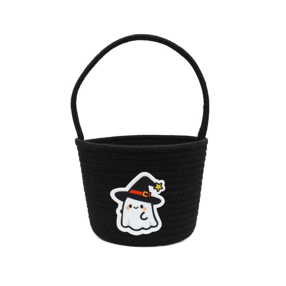 Pumpkin Storage Basket | Woven Cotton Rope Toy Organizer Bin | Cute Halloween Candy Bowl, Trick or Treat Bag, Boo Gift, Stuffer Filler | Multipurpose Basket with Handles for toddler, baby & Kids