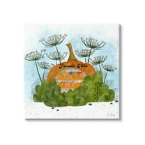 Pumpkin Store Beneath Dandelions Whimsical Autumn Scenery Botanical & Floral Graphic Art Gallery-Wrapped Canvas Print Wall Art