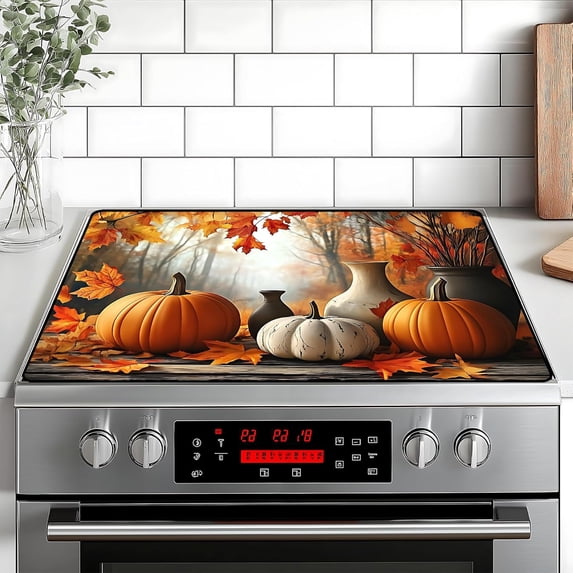 Pumpkin Stove Top Cover for Home Decoration Kitchen Pad Non-Stick Washable Cooktop Covers Countertop Protector Keep Stove Clean 28"x20"