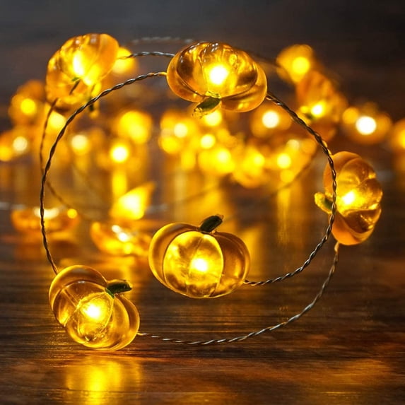 Pumpkin String Lights 9.8ft 30 LEDs Halloween Lights Battery Powered with Remote Decorative Lights for Thanksgiving Autumn Party Indoor Fall Outdoor Halloween Decor