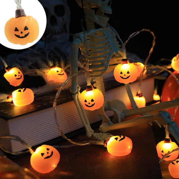 Pumpkin String Lights Battery Operated - 10 LED Fall Decoration Loop for Indoor Outdoor Fall Mantel Patio Thanksgiving Decor