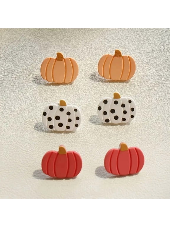 Pumpkin Stud Earrings, Set of 3 Pairs