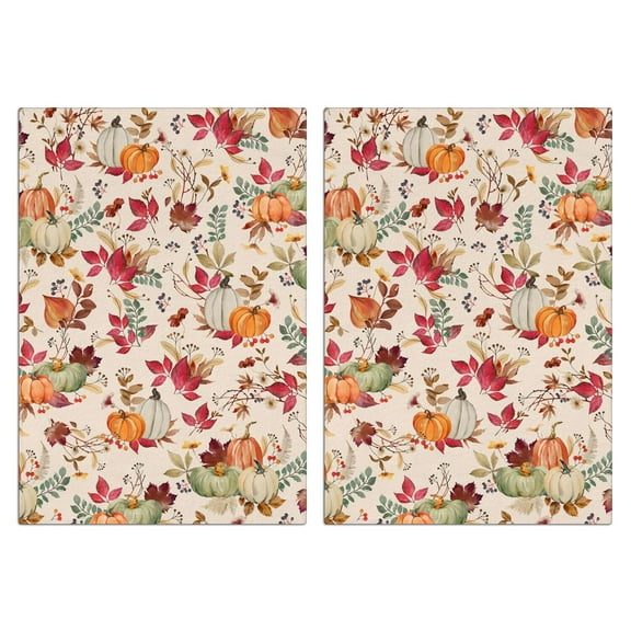 Pumpkin Style Kitchen Towels 2-Pack - Fall Maple Print Absorbent Bar Towels for Cozy Home Decor